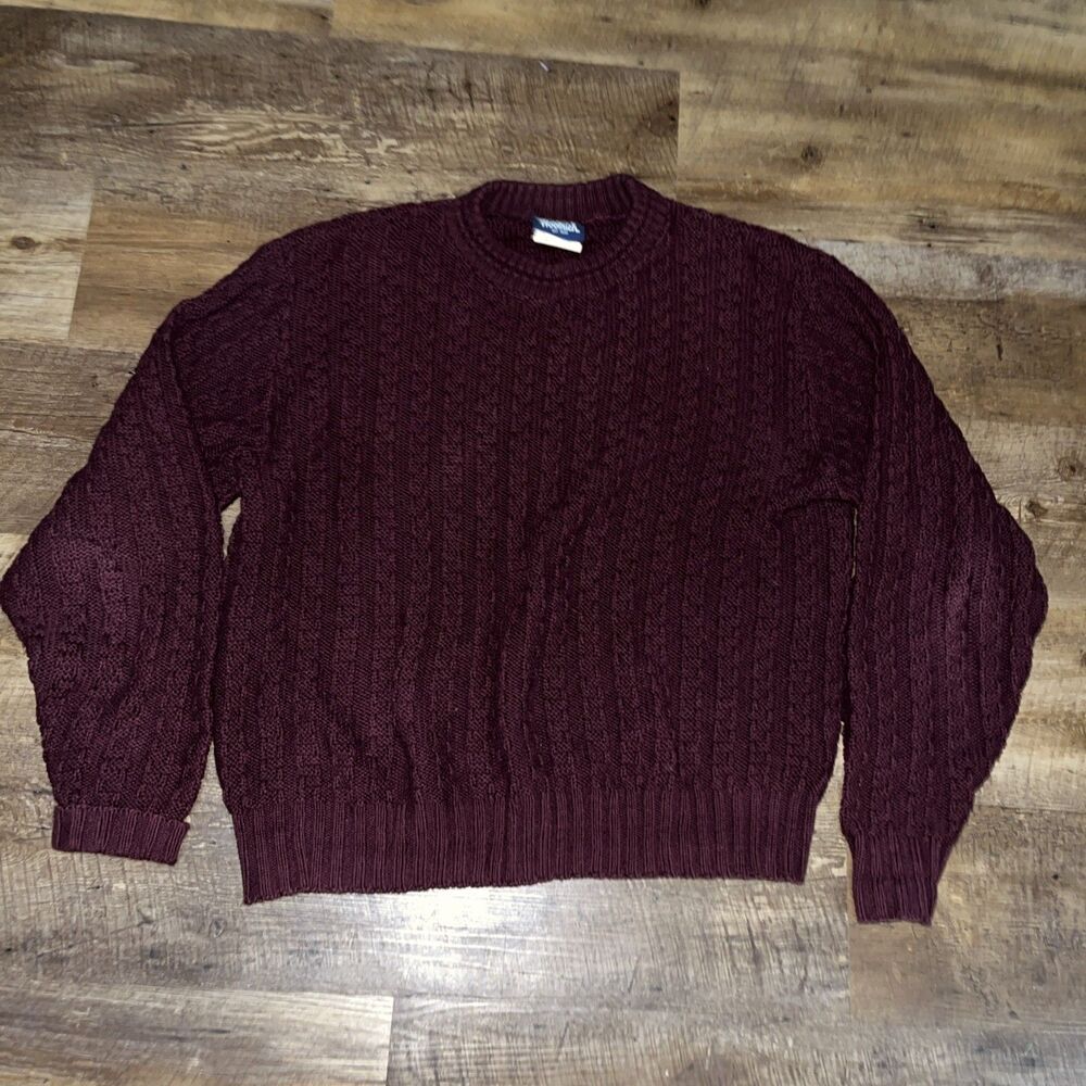 Men's Woolrich Ribbed Knit Sweater Maroon Burgundy Size XL